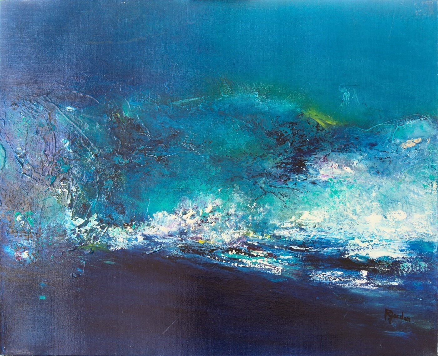Tableau Abstrait Bleu “Île Volante” 92