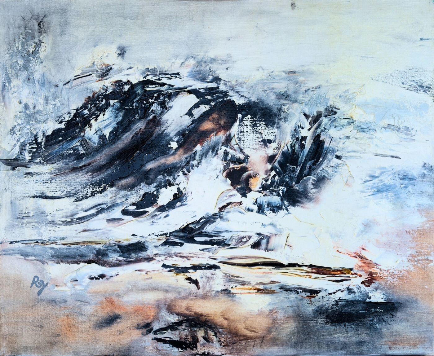 Tableau Abstrait Noir 141 “Antarctique”