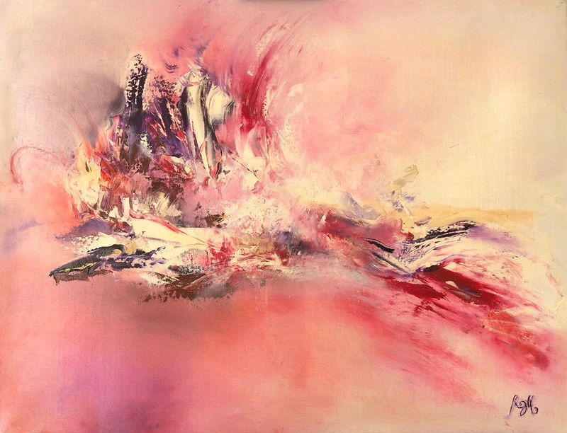 Tableau Abstrait Rose 77 “Vol d’Oiseau”