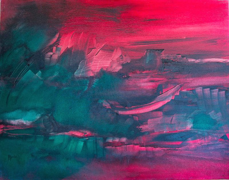 Tableau Abstrait Rouge 126 “Brouillard Pourpre”